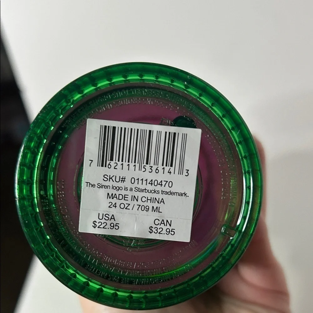 Starbucks 24oz Iridescent Green and Pink Tumbler w/ Straw NWT